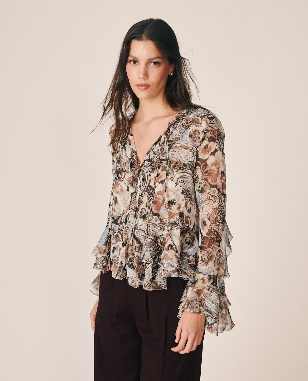 alma-en-pena-floral-print-chiffonbluse-blau image 2