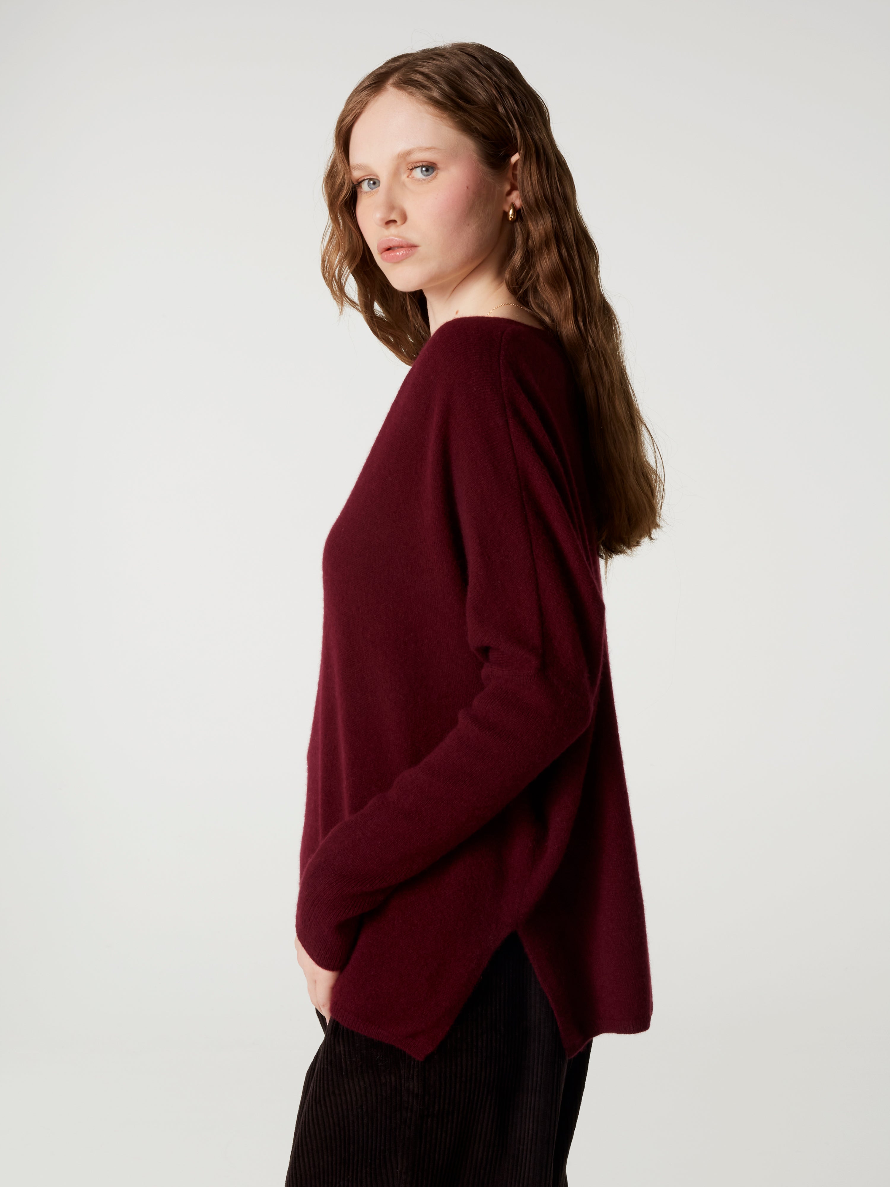 absolut-chloe-damen-kaschmir-pull-poncho-mit-kontraststreifen image 3