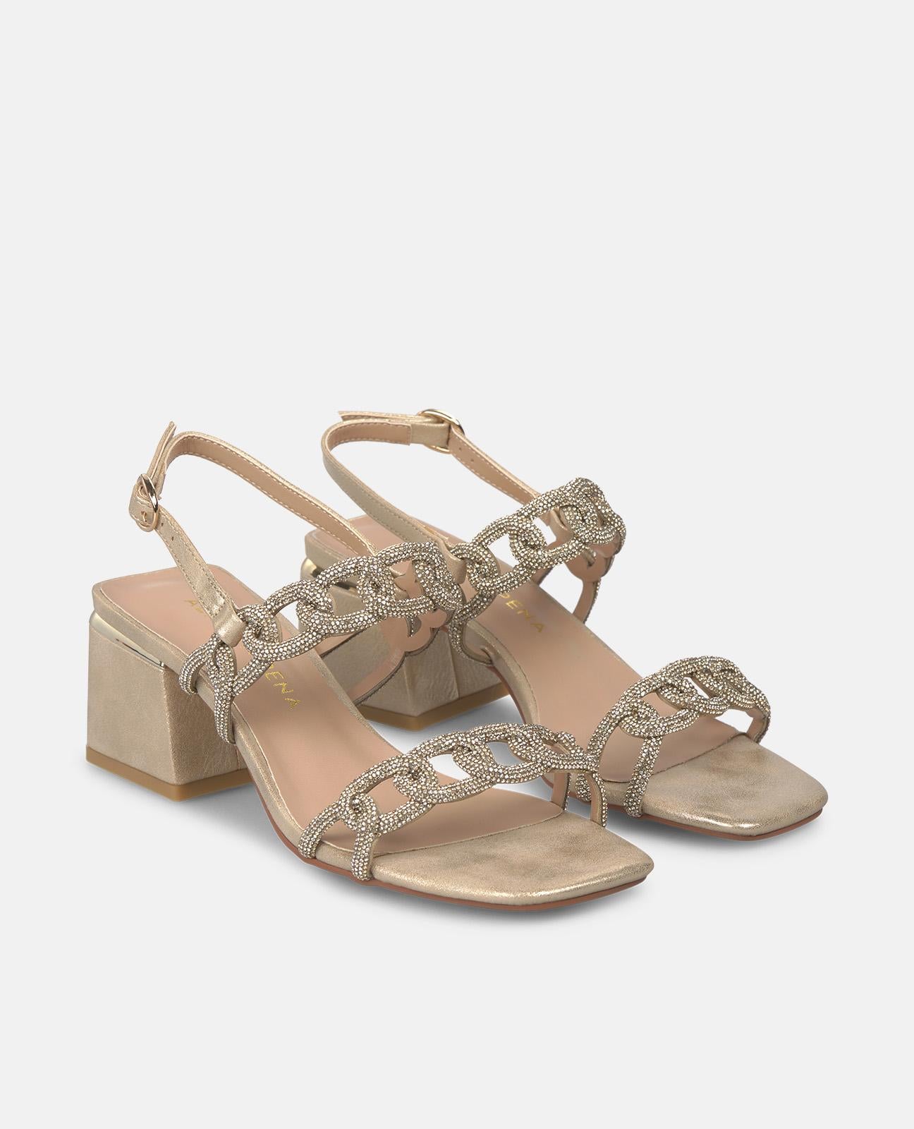 alma-en-pena-sandalen-mit-mittelabsatz-doppelriemen-gold image 2