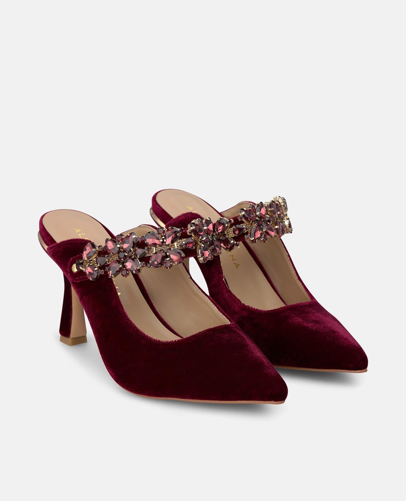alma-en-pena-velvet-slingback-pumps-bordeaux-8-cm image 2
