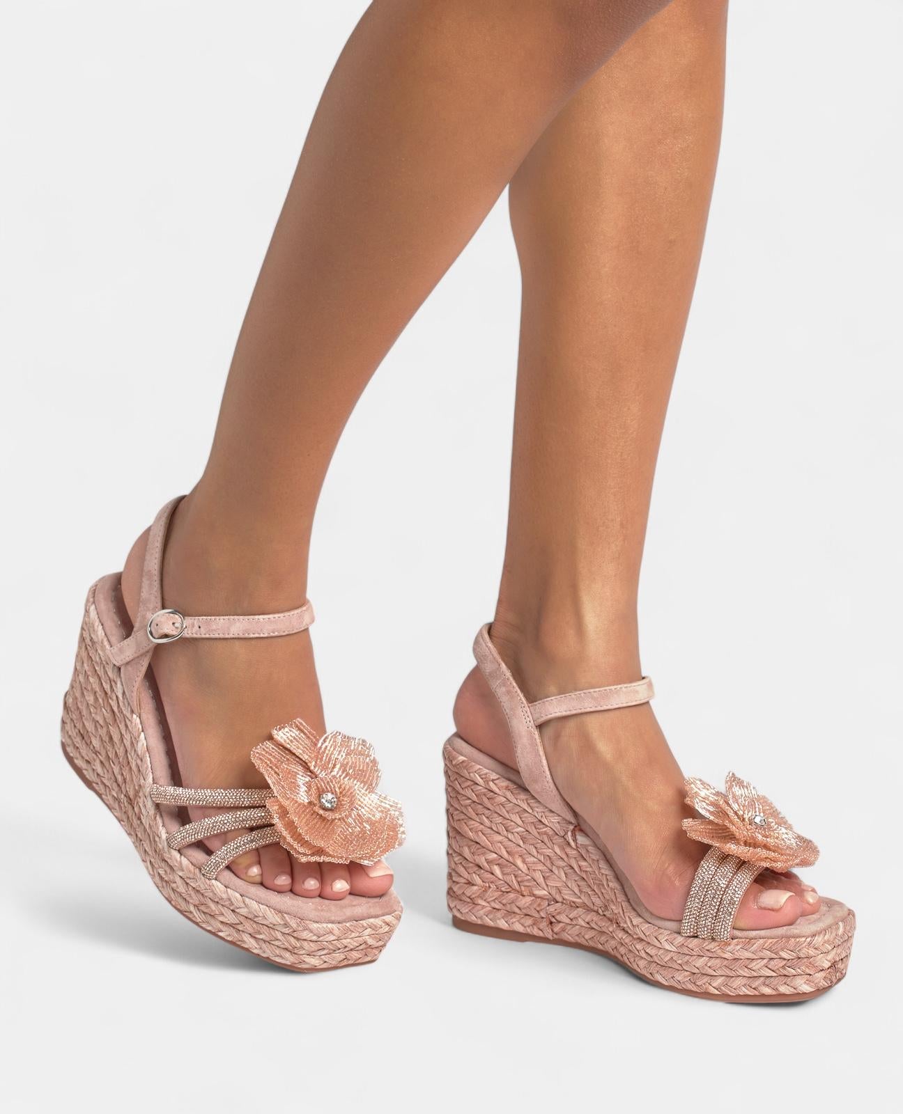 alma-en-pena-rhinestone-flower-wedge-keilsandale-rosa image 4