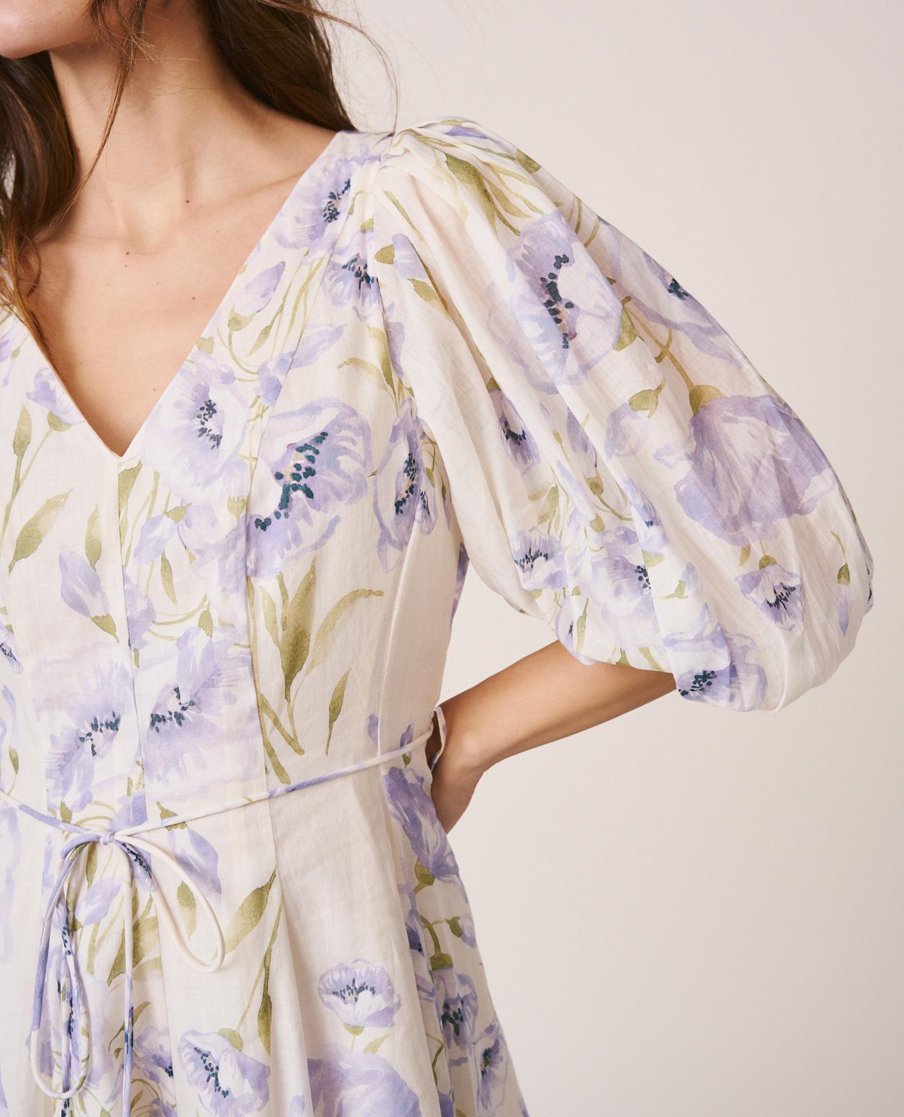 alma-en-pena-minikleid-floral-puff-rmel-v-ausschnitt-viskose image 6