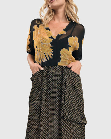 alembika-lanai-chiffon-shift-kleid-gold-midi image 4