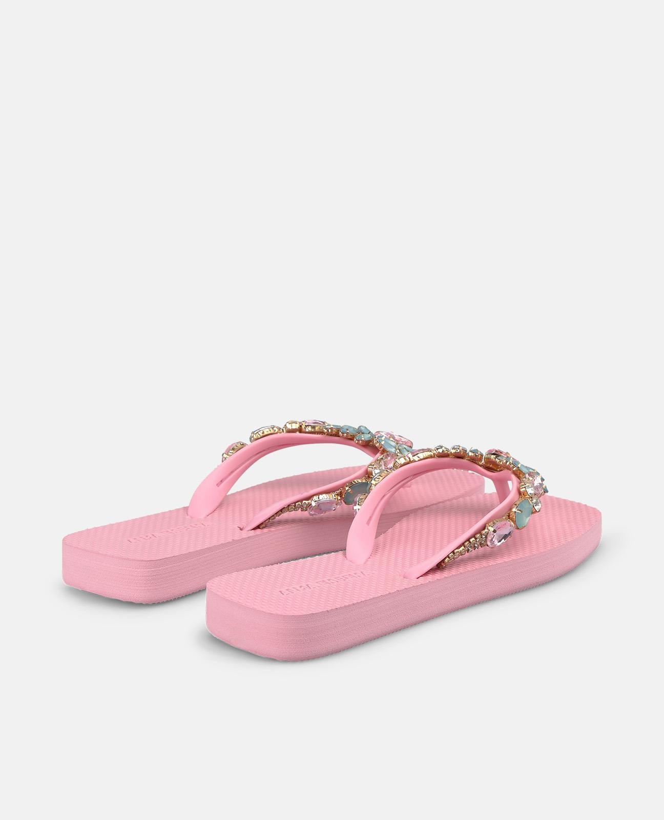 alma-en-pena-t-strap-beach-sandalen-mit-strass-rosa-emp-jail-flach-2-cm image 3