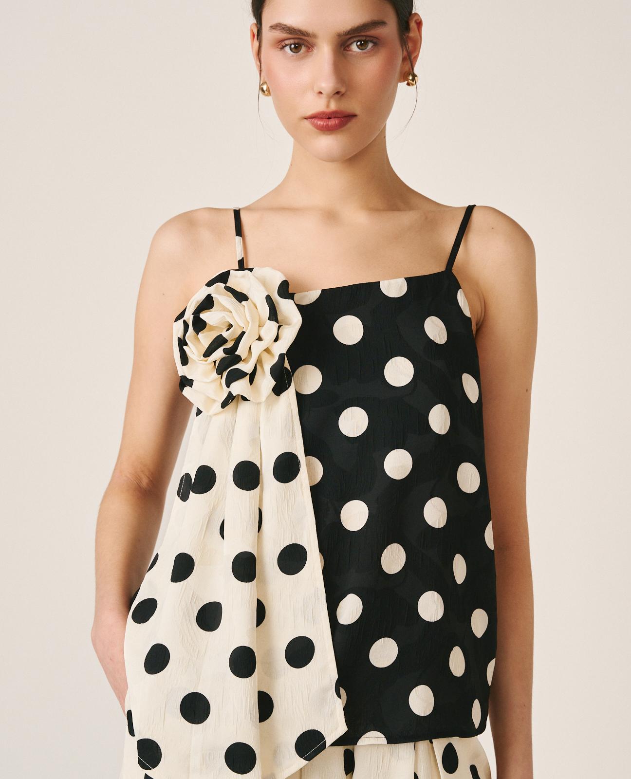 alma-en-pena-top-polka-dots-schwarz-satin-rmellos image 4