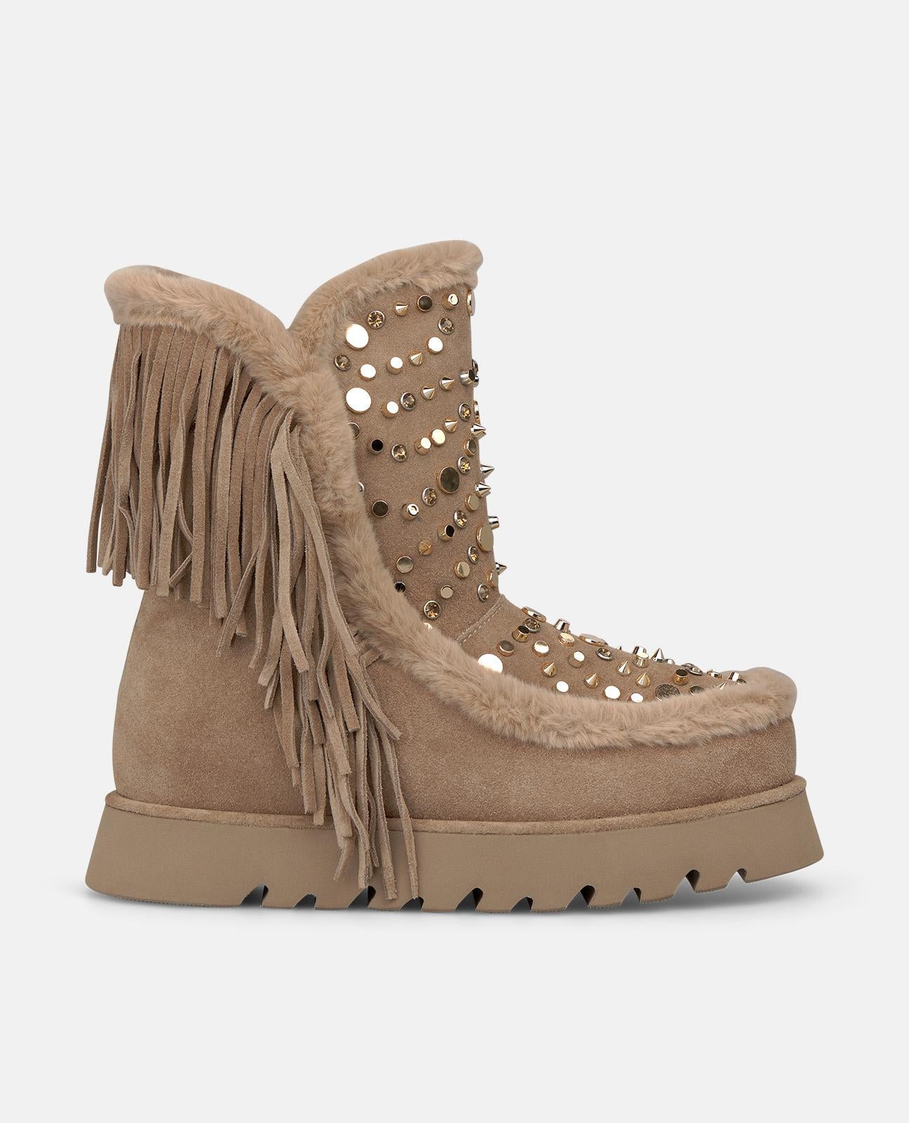 alma-en-pena-suede-apres-ski-boots-fransen-stiefelette-mink image 1