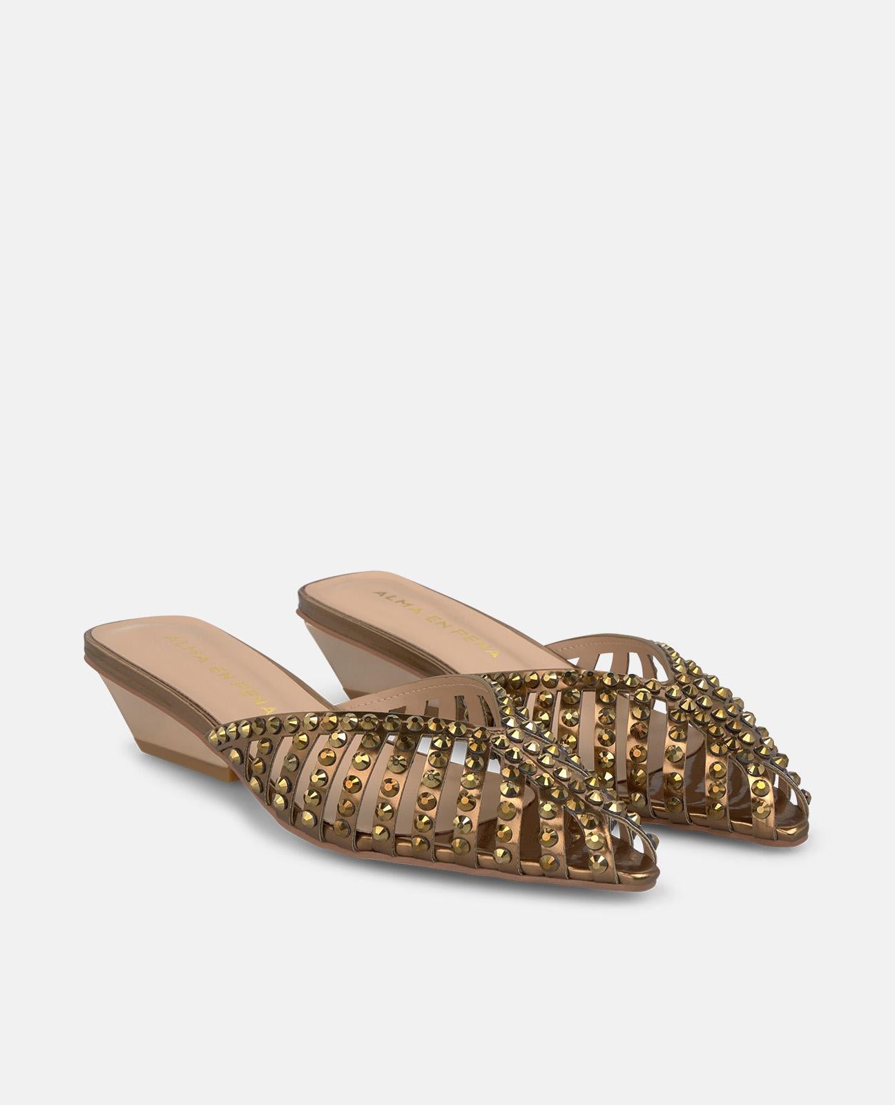 alma-en-pena-open-heel-mules-mit-mesh-einsatz-bronze image 2