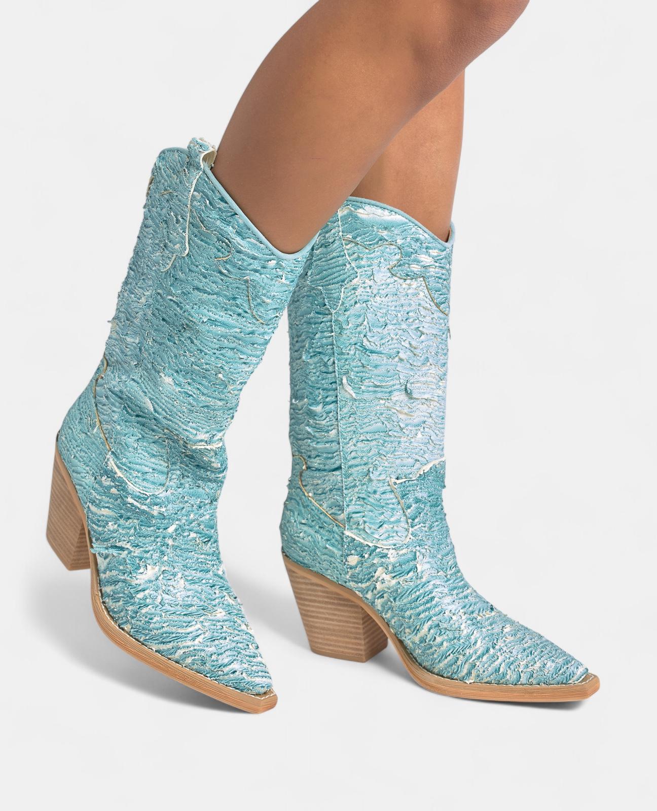 alma-en-pena-damen-halbstiefel-blau-stickerei-spitz-24-cm-schaft-8-cm image 5