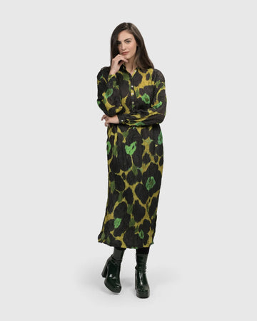 alembika-olive-martini-shirt-dress-emerald-crinkle-satin-hemdkleid image 3