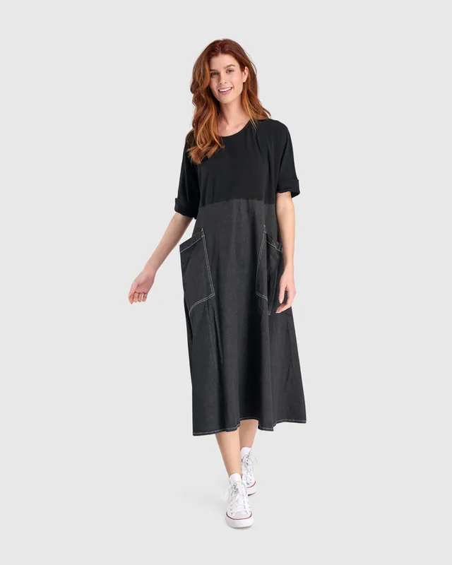 alembika-amelia-a-line-dress-jet-denim-jeans-maxikleid image 1