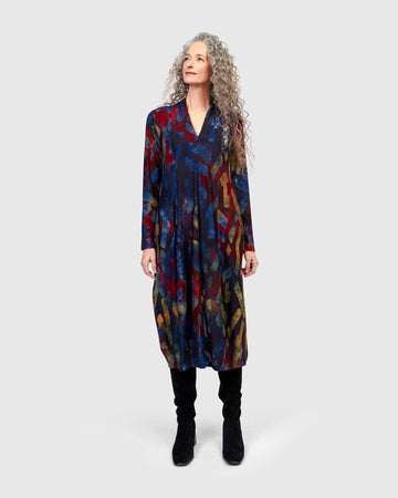 alembika-sunburst-cocoon-kleid-abstract-midi image 3