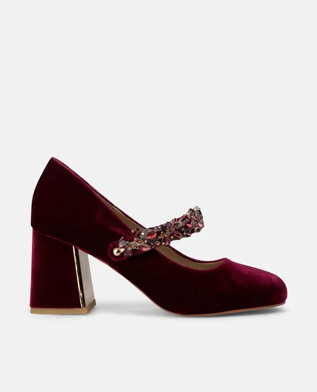 alma-en-pena-samt-pumps-mit-schnalle-damen-pumps-bordeaux-7-cm image 1