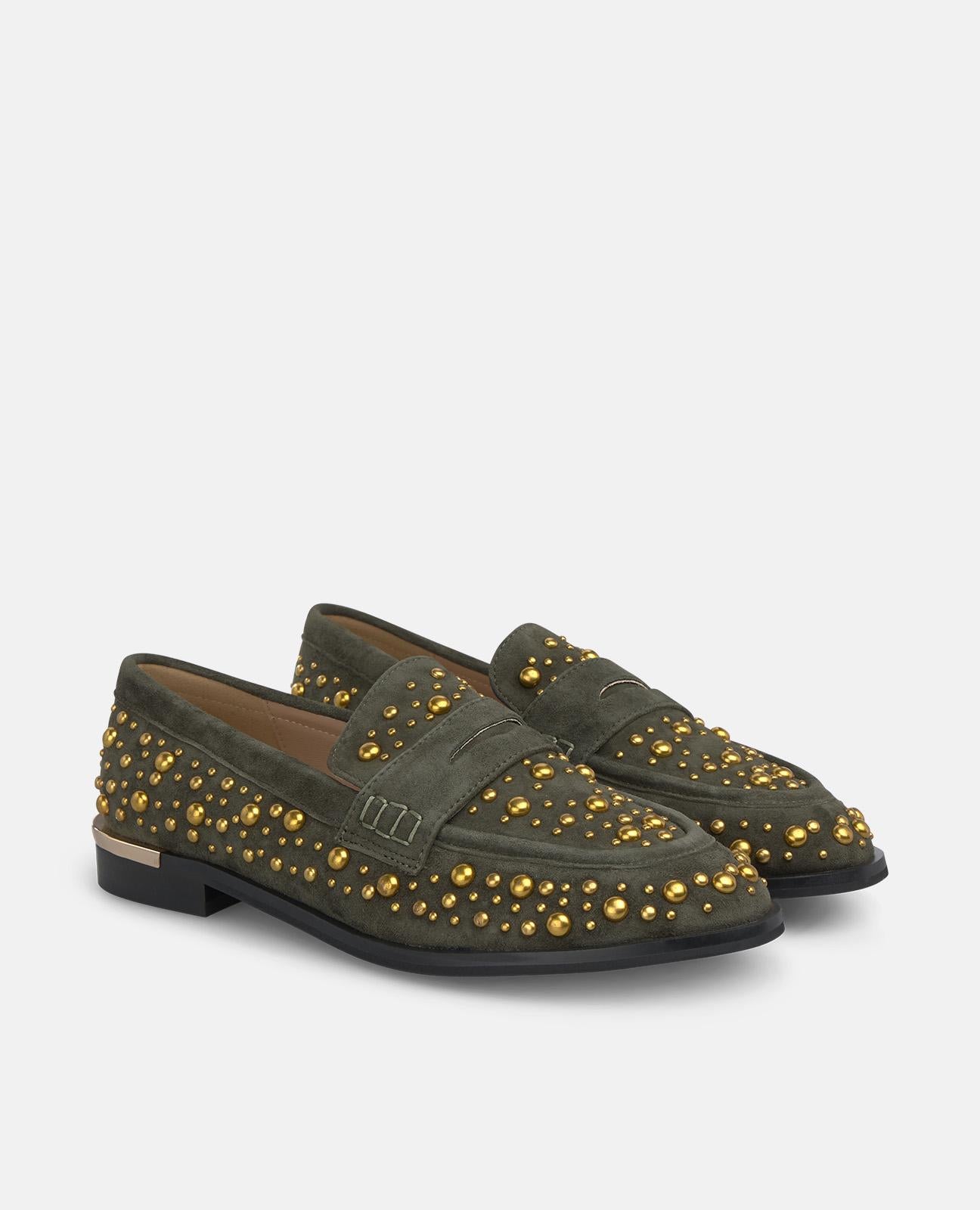 alma-en-pena-rhinestone-studded-loafer-khaki-2-5-cm image 2
