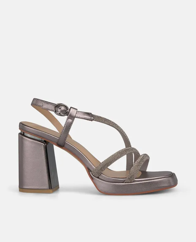 alma-en-pena-metallic-strap-sandals-sandaletten-mit-8-5-cm-blockabsatz-in-silber image 1