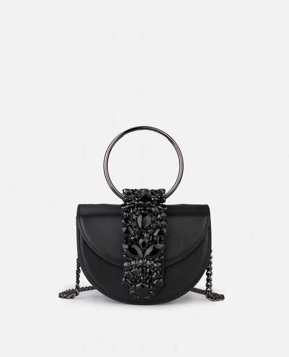 alma-en-pena-half-moon-bag-schwarz-leder-mit-schmuck image 1
