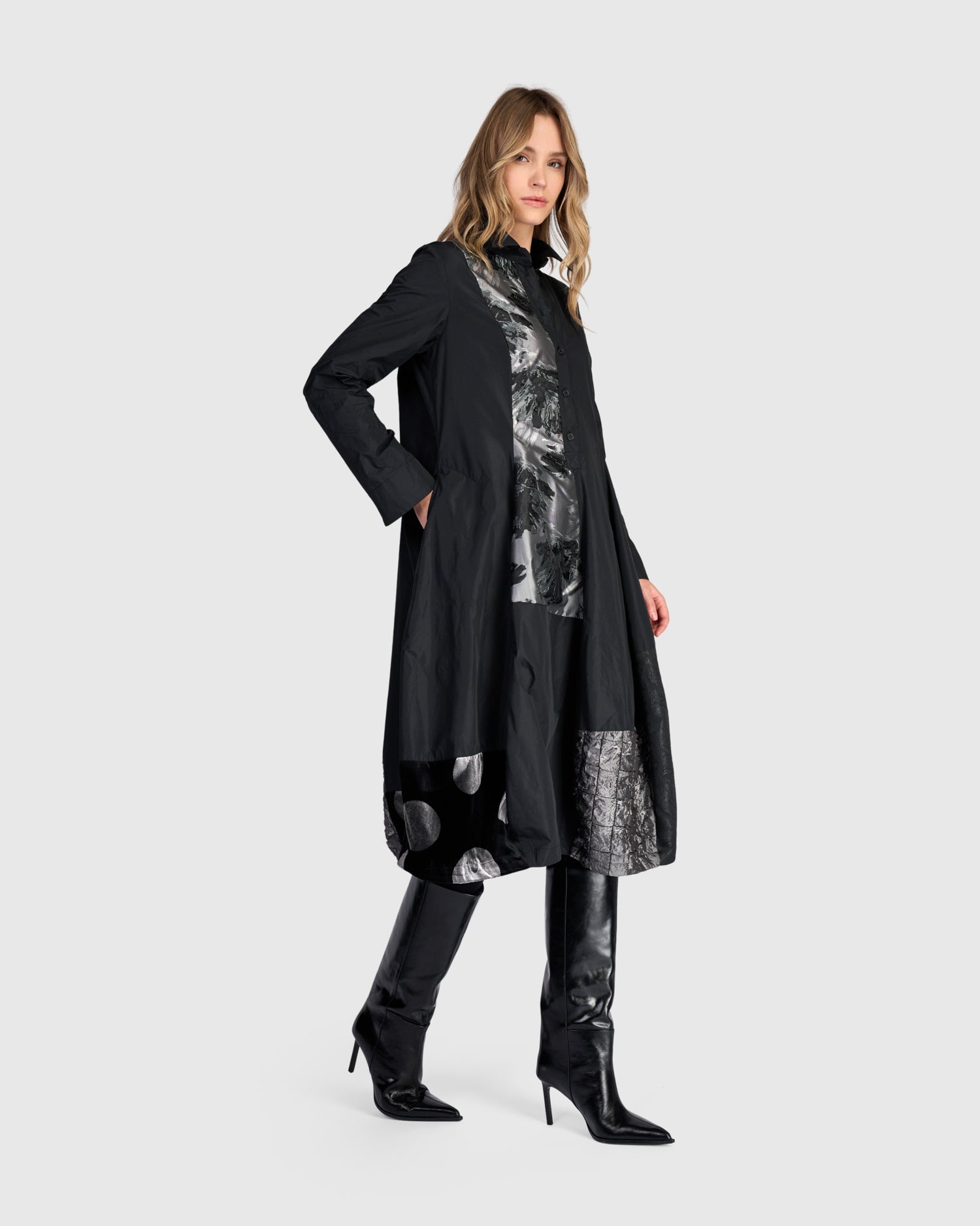 alembika-parlour-swish-shirtdress-black-silver-midi-blusenkleid image 4