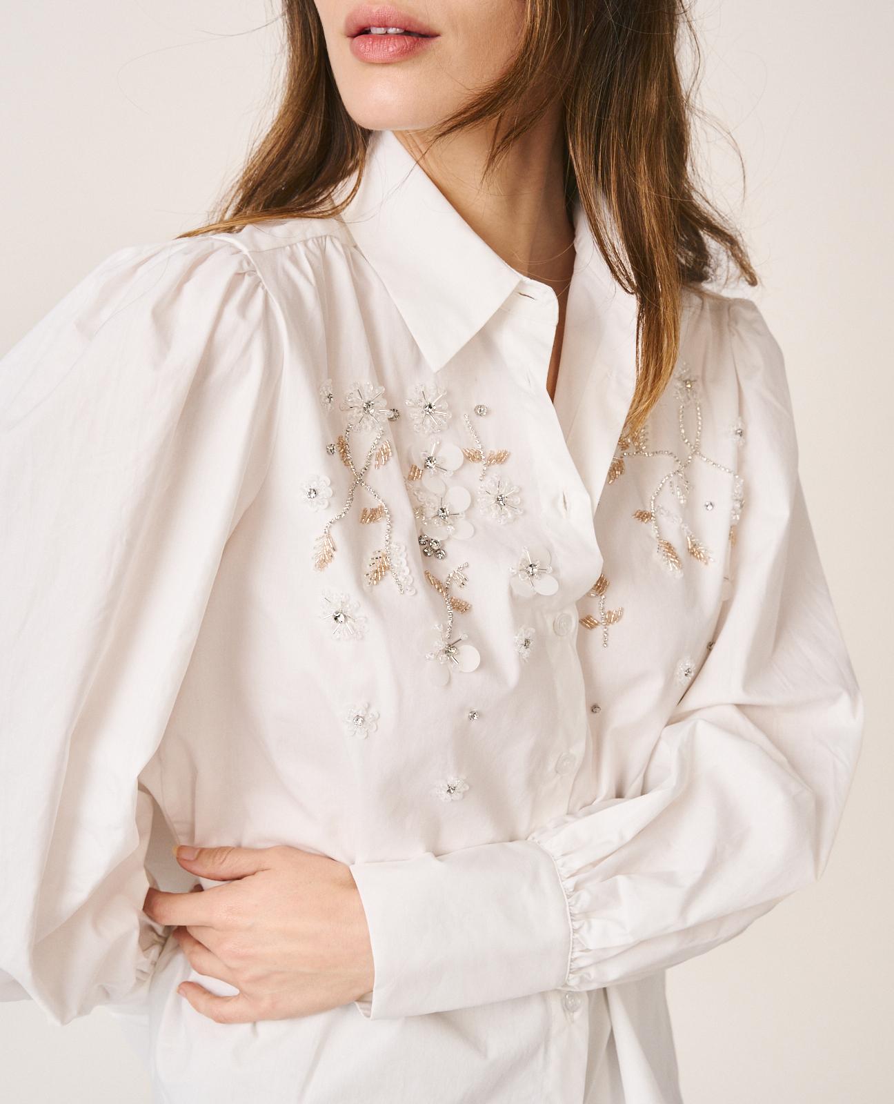 alma-en-pena-popeline-bluse-mit-strass-wei-baumwolle image 4
