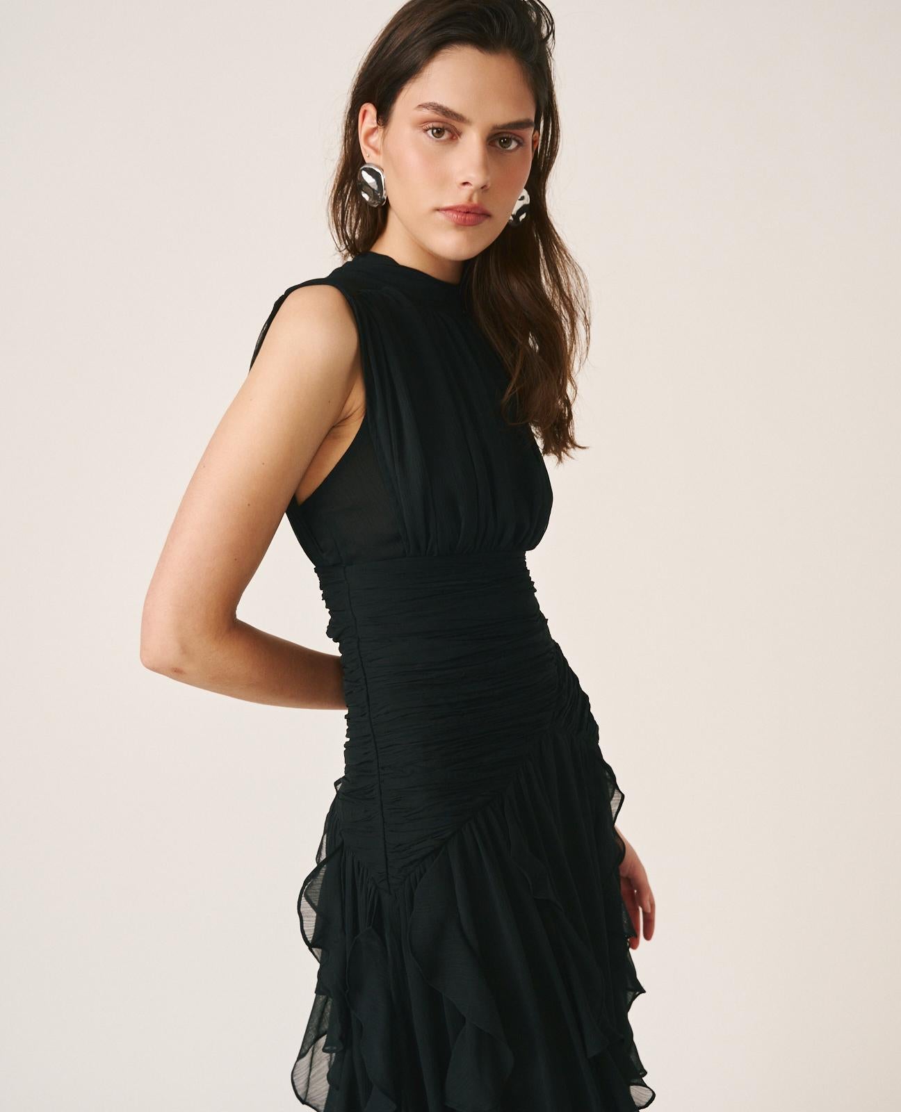alma-en-pena-maxikleid-mit-r-schen-schwarz image 4