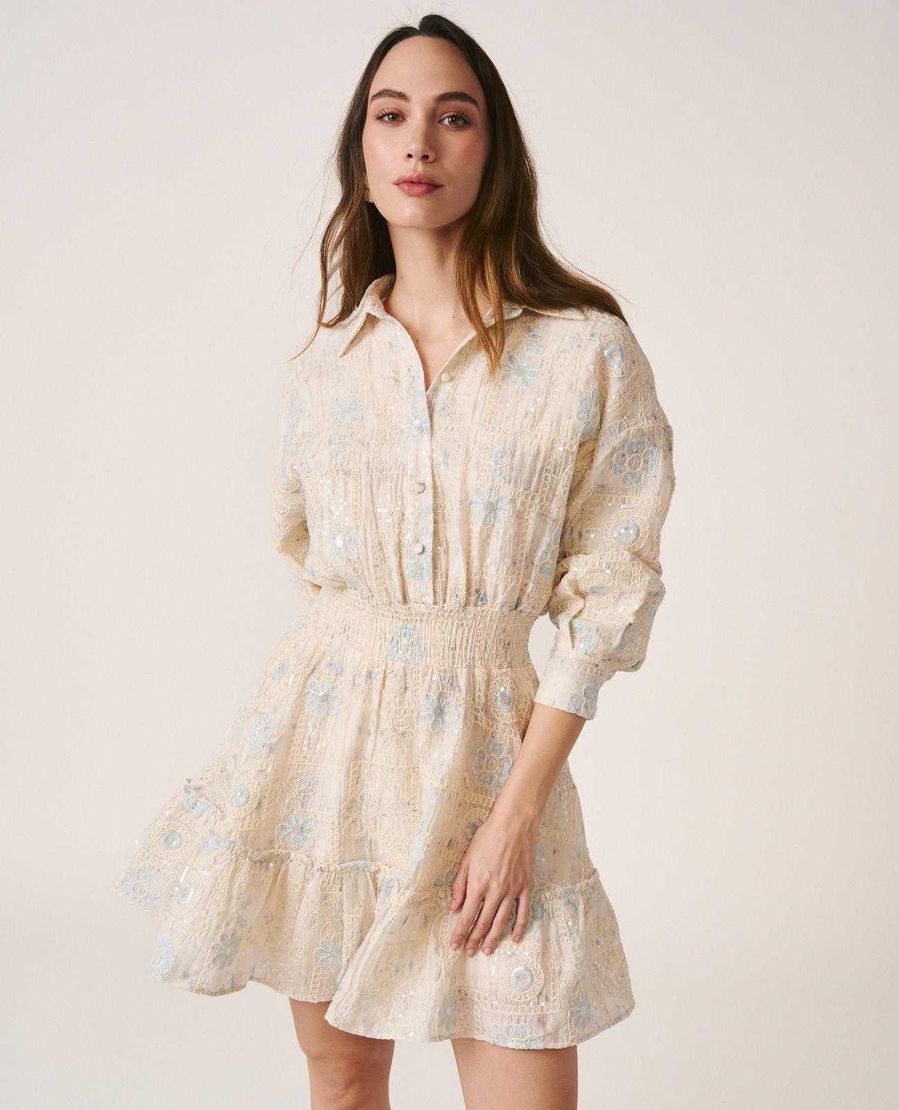 alma-en-pena-minikleid-mit-pailletten-stickerei-blau image 4