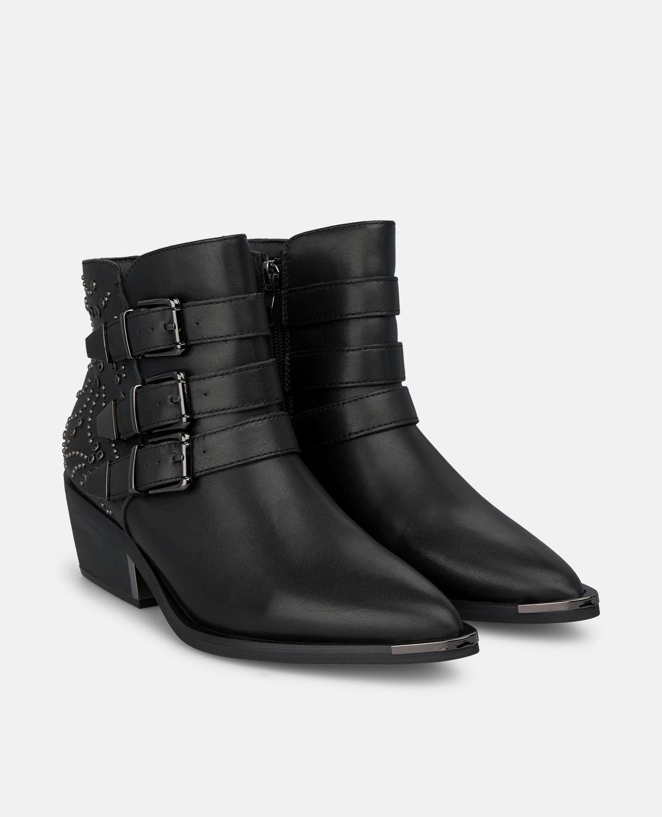 alma-en-pena-alfa-64065-stiefelette-aus-nappaleder-mit-schnallen-in-schwarz image 2