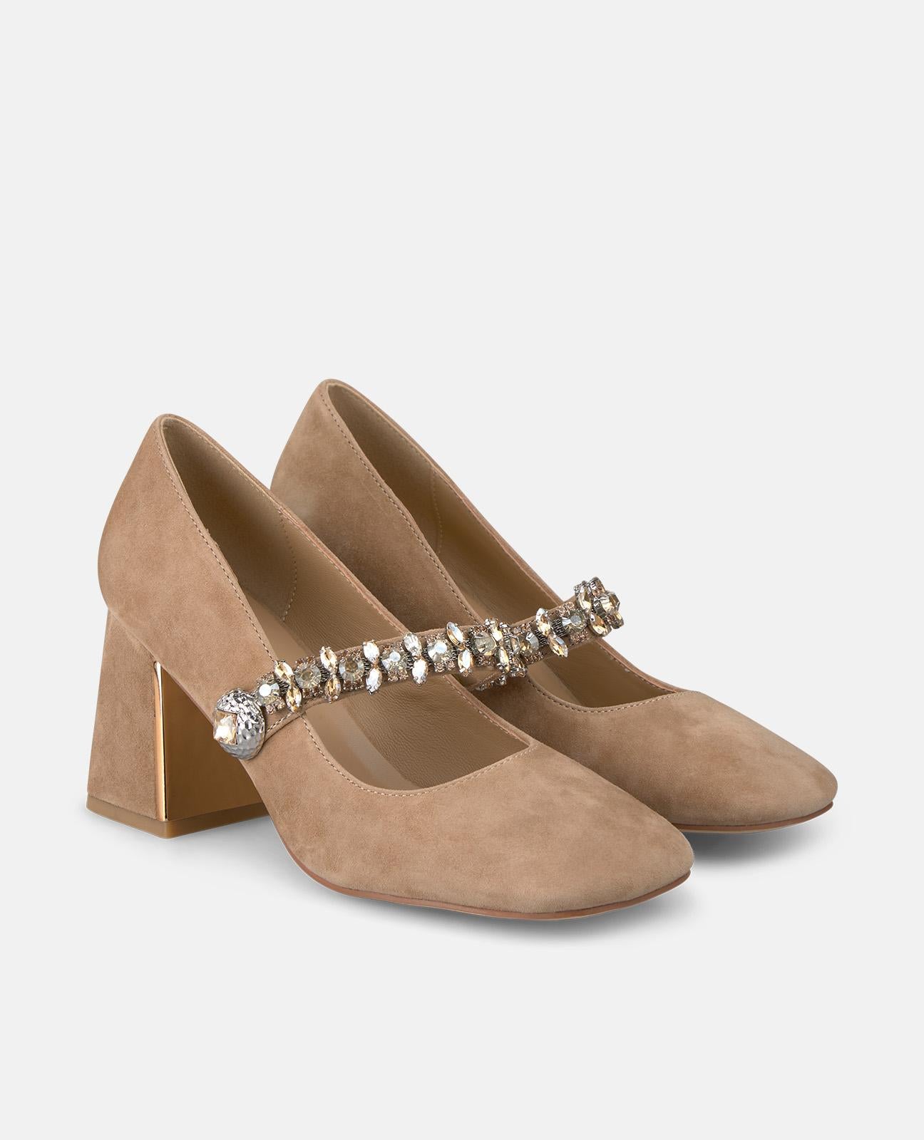 alma-en-pena-high-heel-pumps-spangen-pumps-camel-7-cm-mit-strass image 2