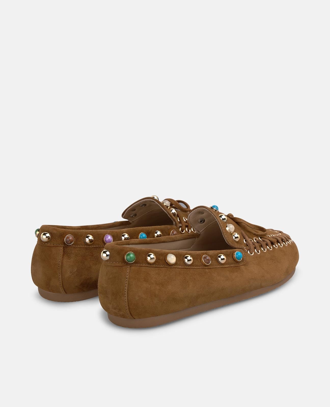 alma-en-pena-loafer-aus-veloursleder-mit-perlen-camel image 4