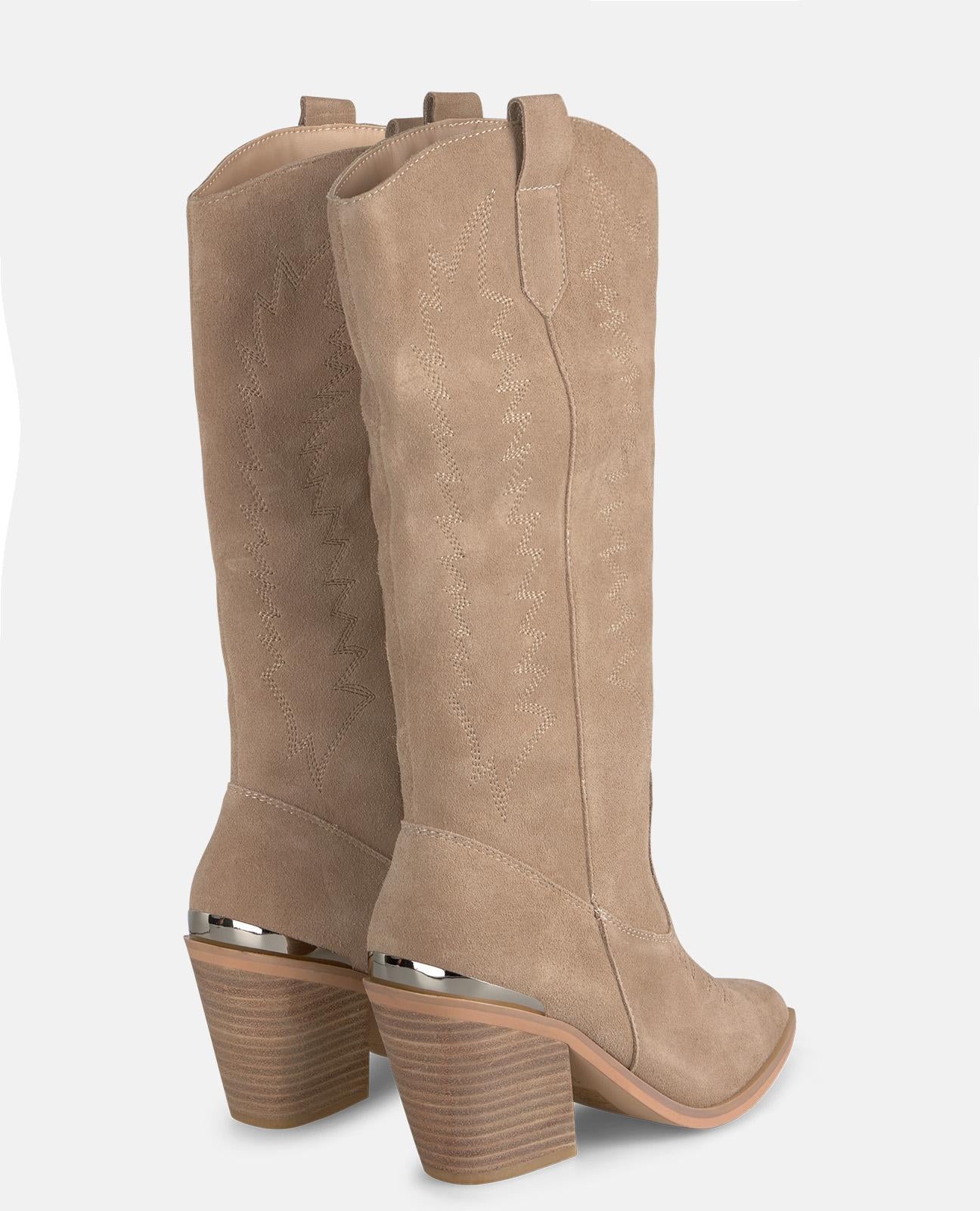 alma-en-pena-cowboystiefel-bestickt-mit-absatz-vison-8-cm image 3