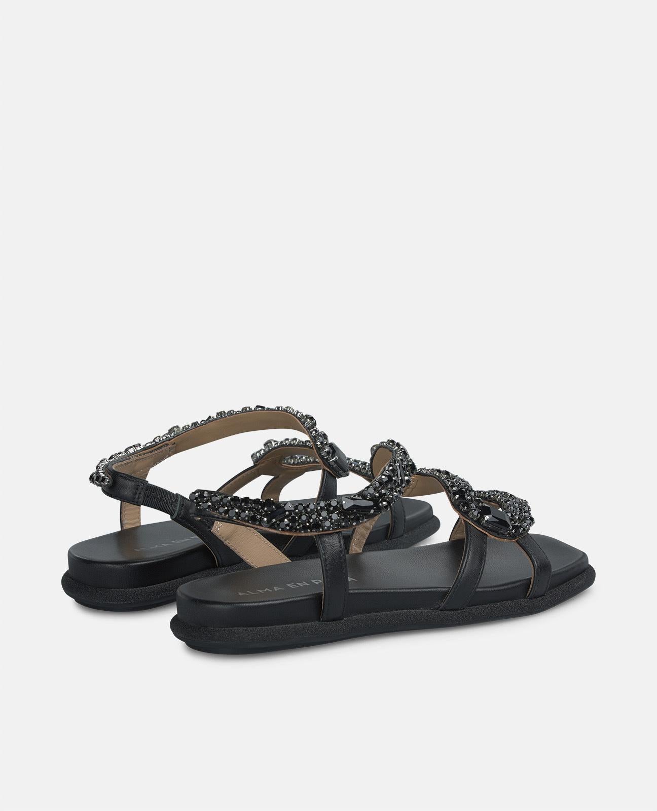 alma-en-pena-flache-snake-sandale-schwarz-mit-strass image 3