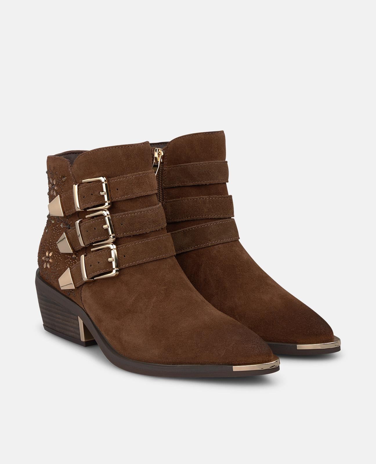 alma-en-pena-suede-ankle-boots-with-buckles-stiefelette-camel-5-cm image 2