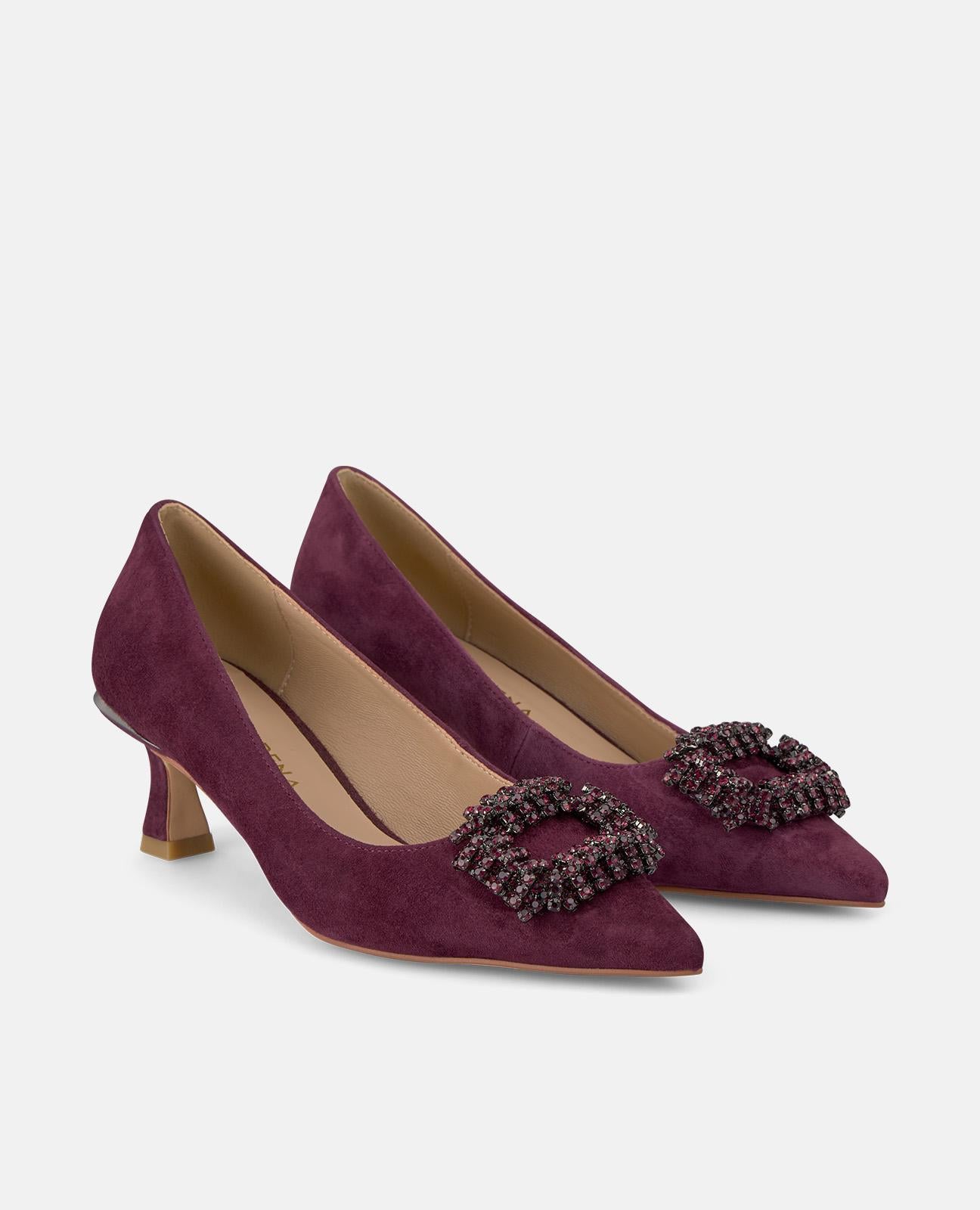 alma-en-pena-high-heel-pumps-mit-eckiger-strass-brosche-6-cm-bordeaux image 2