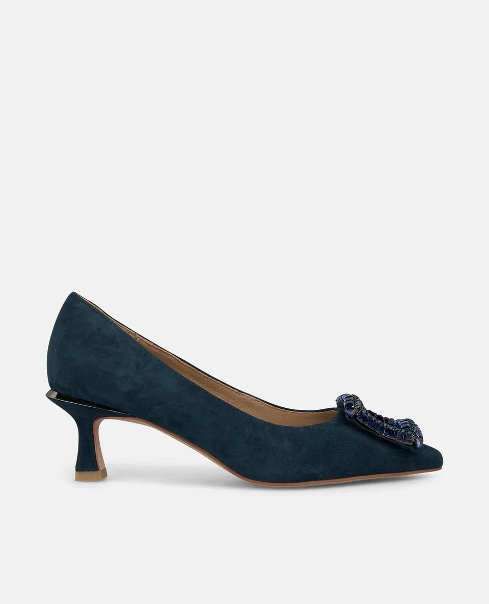 alma-en-pena-pumps-marineblau-spitzer-low-schuh-6-cm-mit-strass-brosche image 1