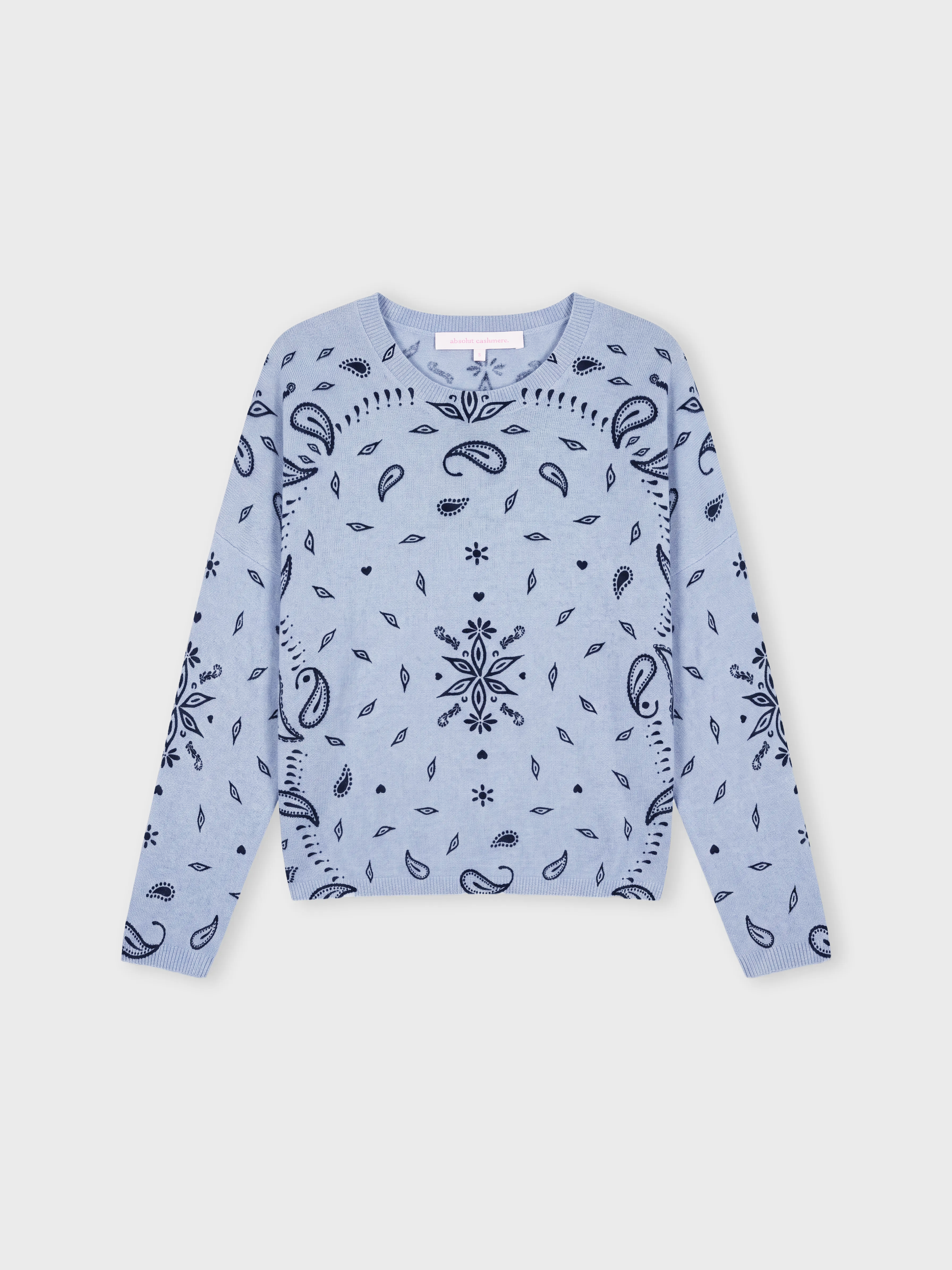 absolut-ariane-print-pullover-damen-100-kaschmir-bandana-druck-himmelblau image 1