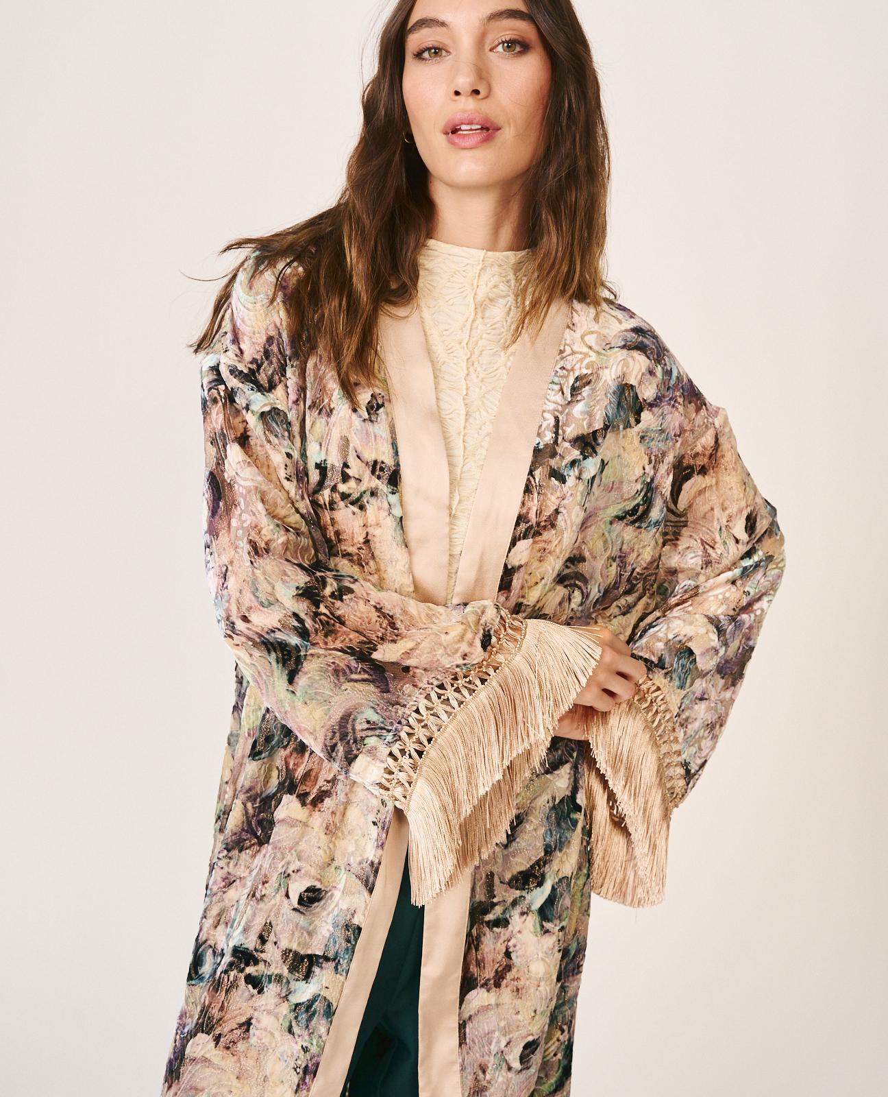 alma-en-pena-kaftan-aus-seide-mit-fransen-rosa image 3