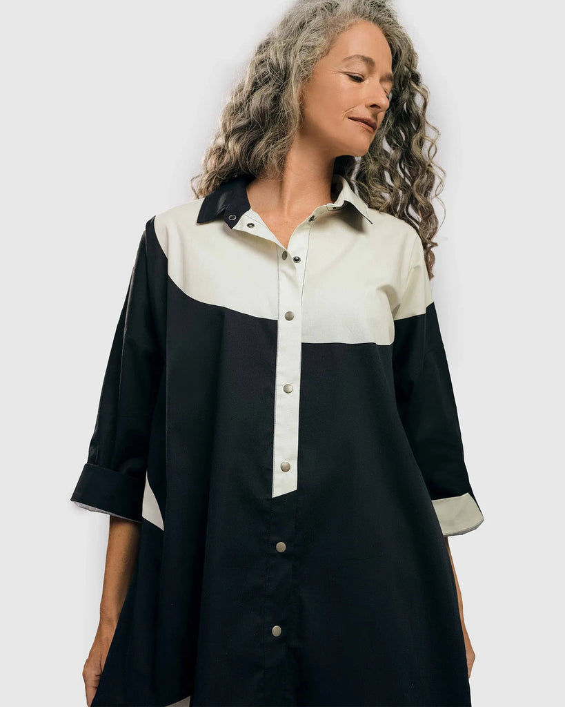 alembika-urban-madison-tunika-bluse-schwarz-wei-sphere image 1