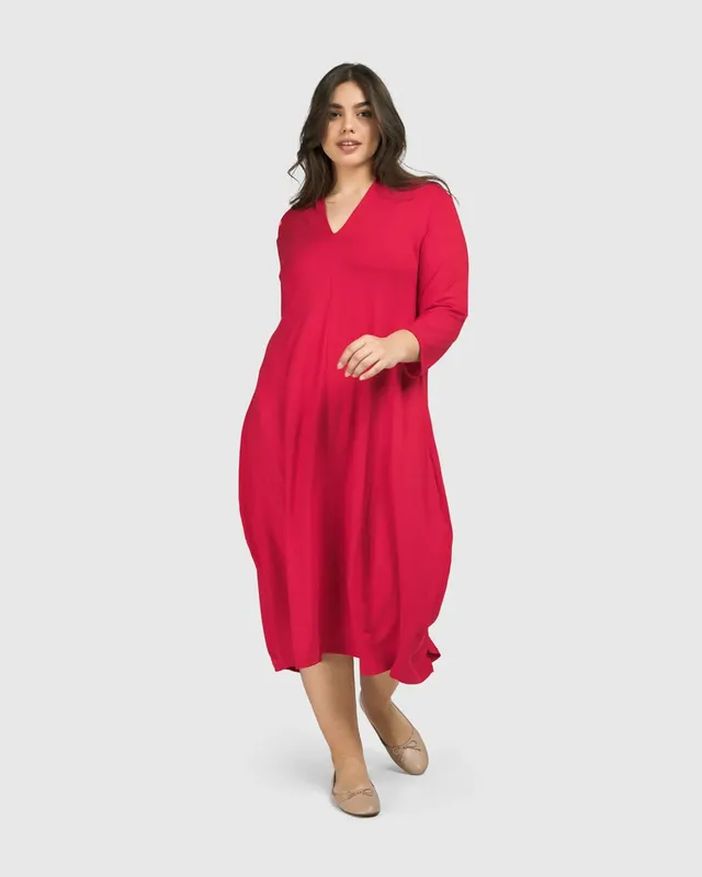 alembika-essential-cocoon-dress-kleid-red-rose image 1