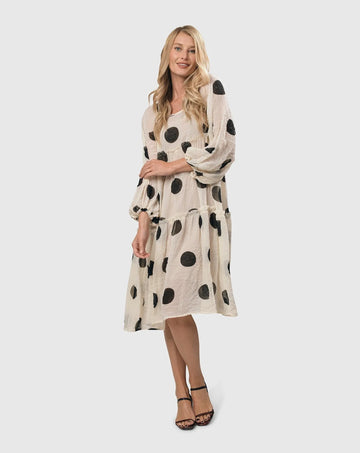 alembika-moon-dot-crinkle-swing-dress-cream-damen-chiffonkleid image 2