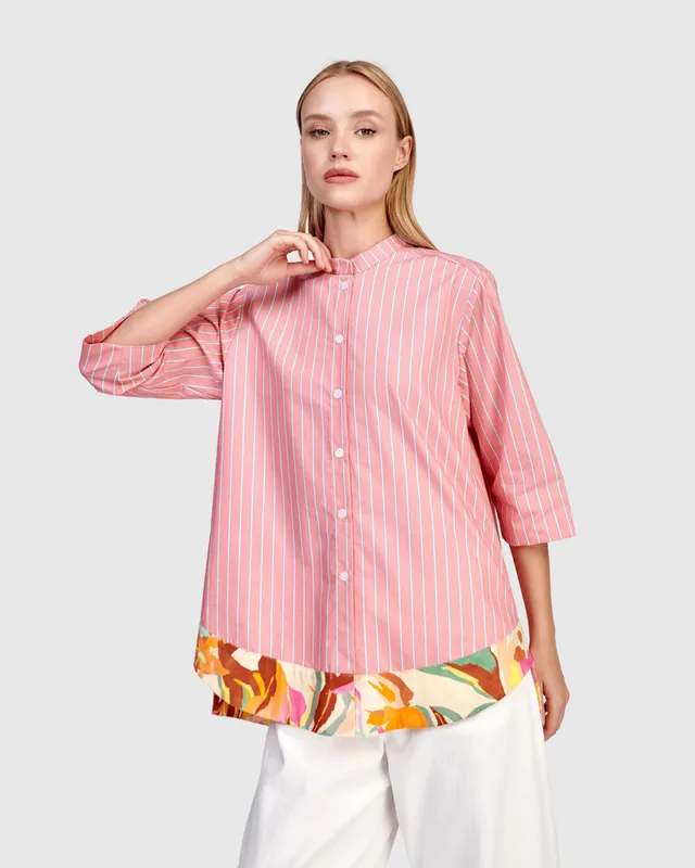 alembika-jasmine-collarless-shirt-bluse-blush image 1