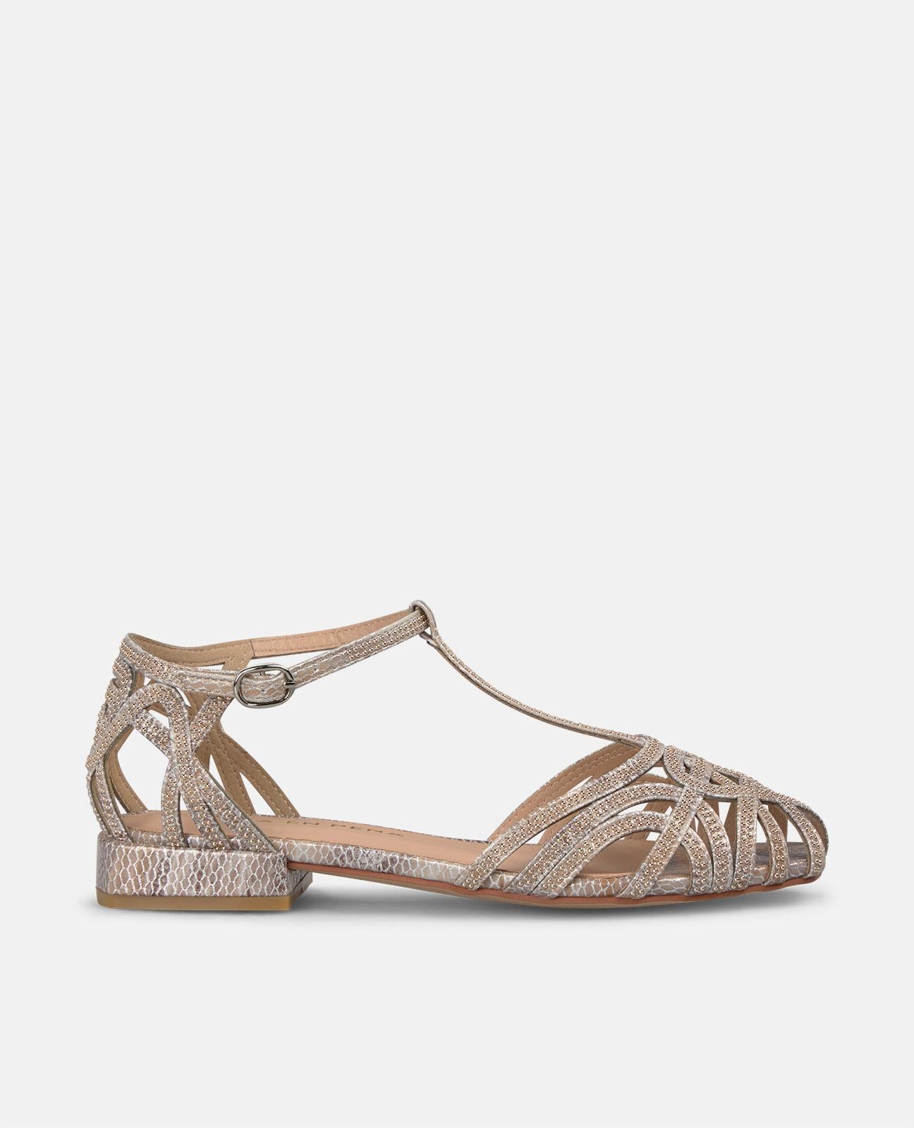 alma-en-pena-clogs-mit-strass-details-bronze-flache-sandale image 1