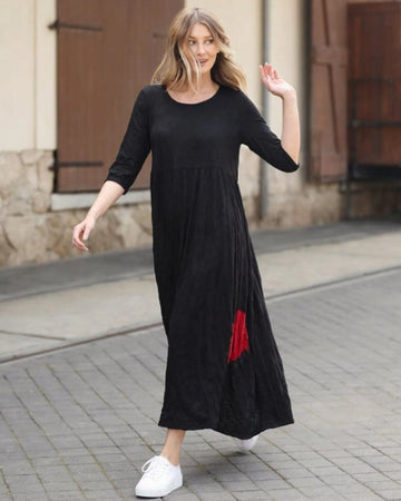 alembika-empire-crinkle-maxikleid-schwarz image 2