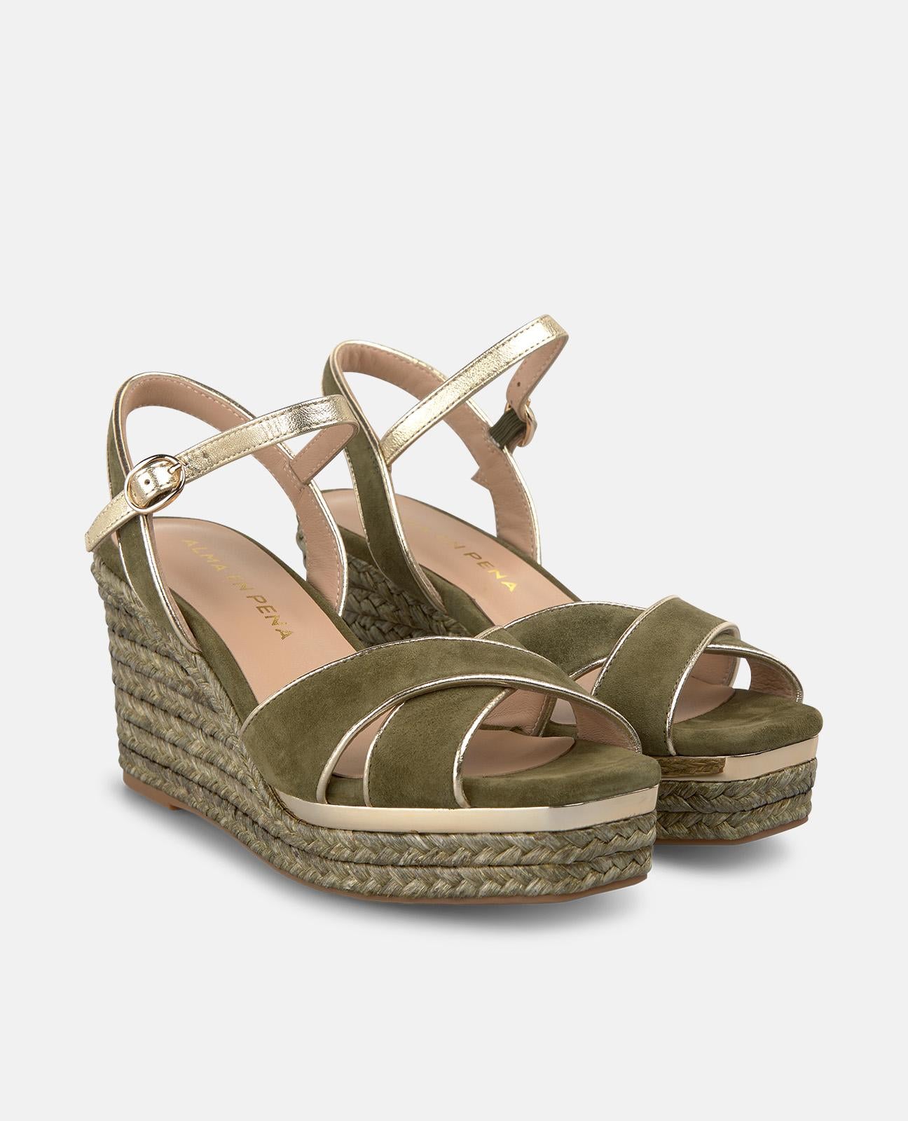 alma-en-pena-double-crossed-strap-esparto-keilsandale-9-5-cm-khaki image 2