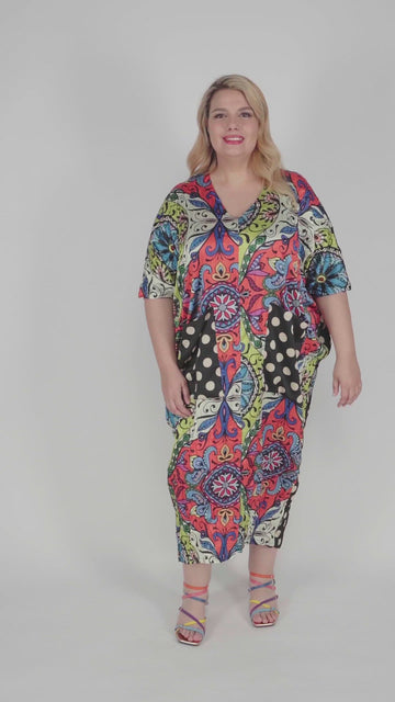 alembika-paisley-dot-crinkle-caftan-kleid-multi image 3