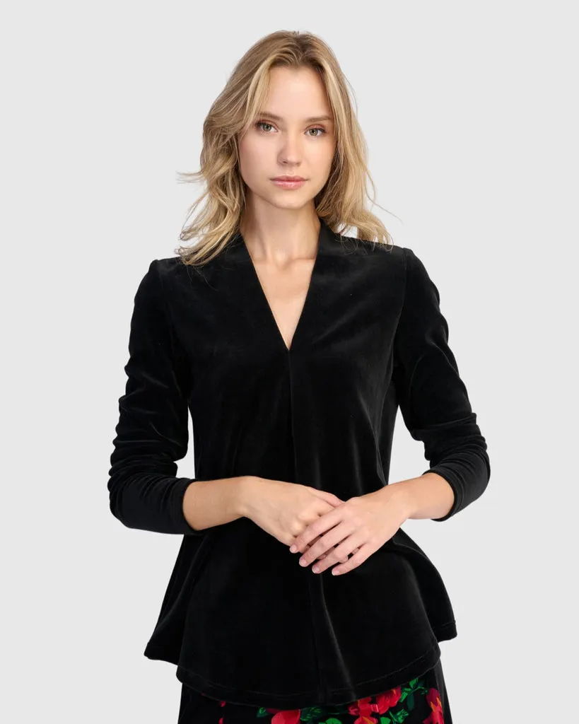 alembika-everyday-velvet-v-neck-top-black image 1