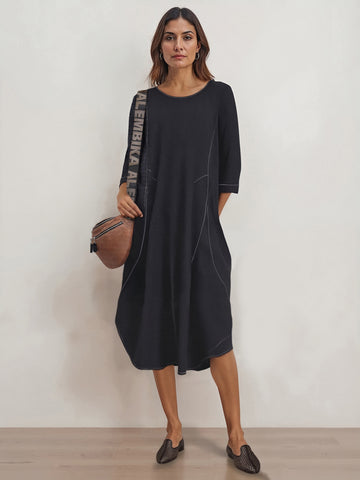 alembika-liberty-oversized-cocoon-dress-black-denim-jeanskleid image 3