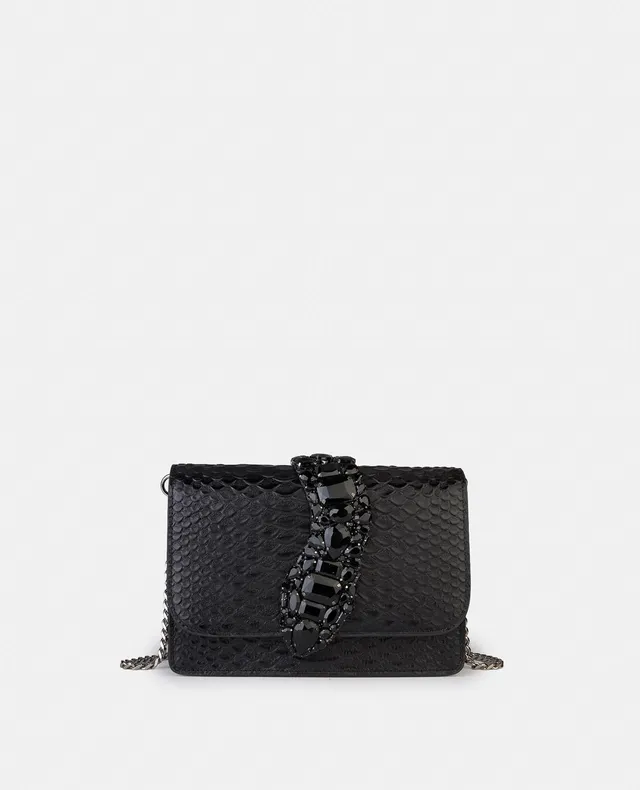 alma-en-pena-snake-schultertasche-schwarz-leder-mit-kette image 1