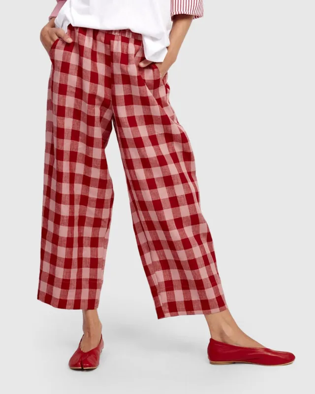 alembika-brunch-trousers-check-karo-leinenhose image 1