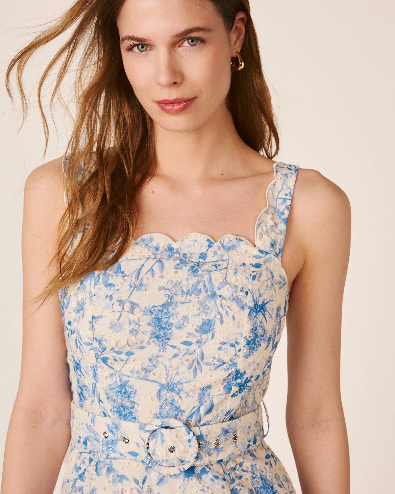 alma-en-pena-lang-kleid-floral-blau-mit-stickerei image 4