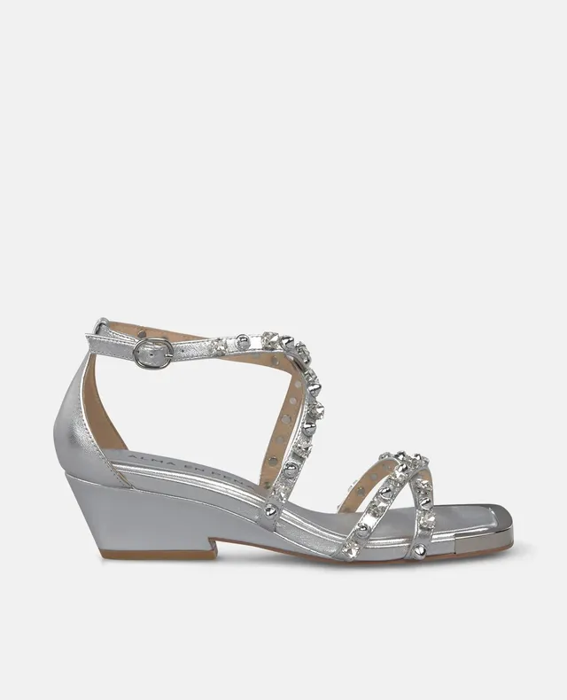 alma-en-pena-riemchen-sandalen-mit-strass-kn-chelschnalle-blockabsatz-6-cm-silbe image 1