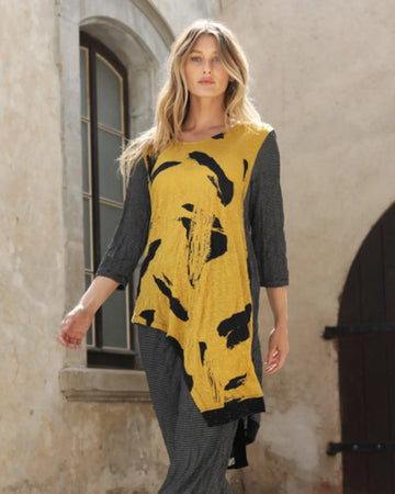 alembika-ru-hi-lo-crinkle-tunic-top-yellow-tunika image 2