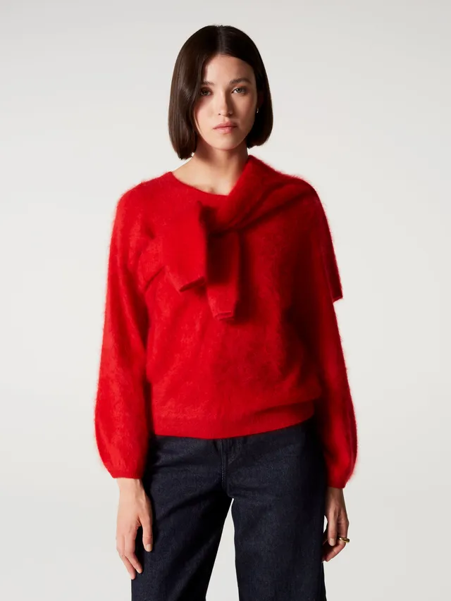 absolut-garance-rundhals-kaschmirpullover-f-r-damen-geb-rstet-puff-rmel-rot image 1