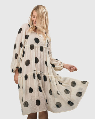 alembika-moon-dot-crinkle-swing-dress-cream-damen-chiffonkleid image 6